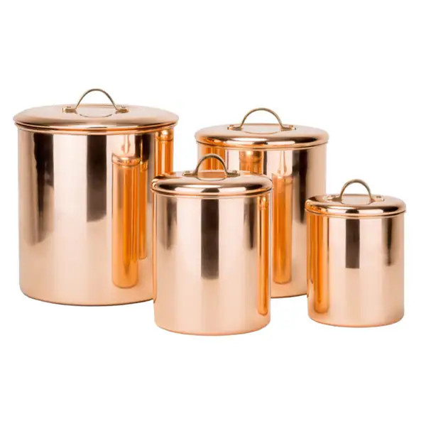 Old Dutch Polished Copperplated Stainless Steel 4-piece Canister Set | Bed Bath & Beyond