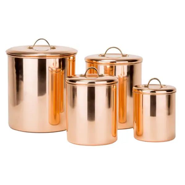 Old Dutch Polished Copperplated Stainless Steel 4-piece Canister Set | Bed Bath & Beyond