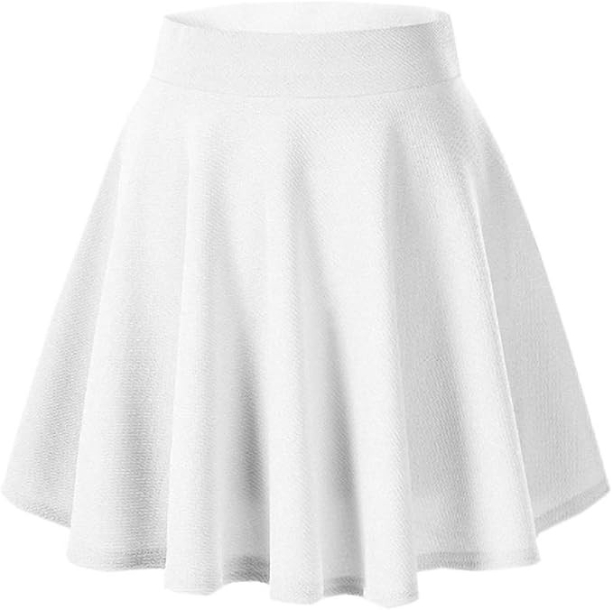 Afibi Casual Mini Stretch Waist Flared Plain Pleated Skater Skirt | Amazon (US)