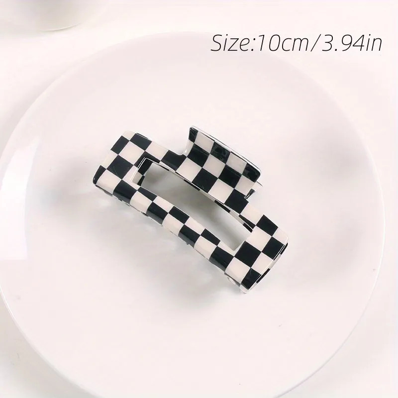 Vintage Checkered Hair Claw Clips - Strong Hold Classic Black & White Lattice Print Barrettes for... | Temu Affiliate Program