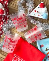 Red, White, & Cute Shatterproof Reusable Stackable Cups (Set of 10) | Packed Party