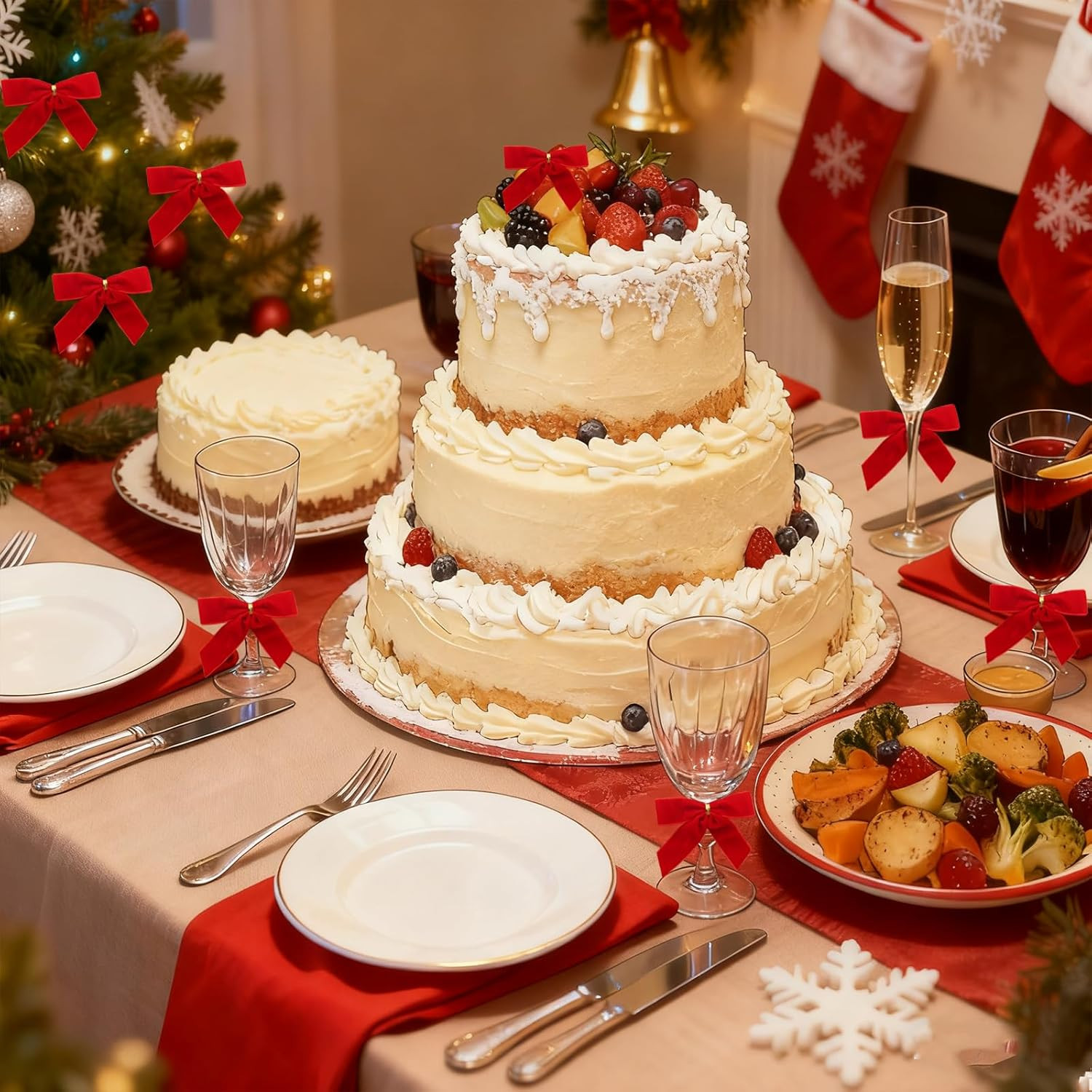 26 Pcs Red Small Velvet Bows Decorations Vintage Christmas Ornaments for Christmas Tree Gift Wrap... | Amazon (US)