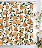 Lifeel Orange Shower Curtains, Allover Fruits Shower Curtain Round Citrus Pattern Design Waterproof  | Amazon (US)
