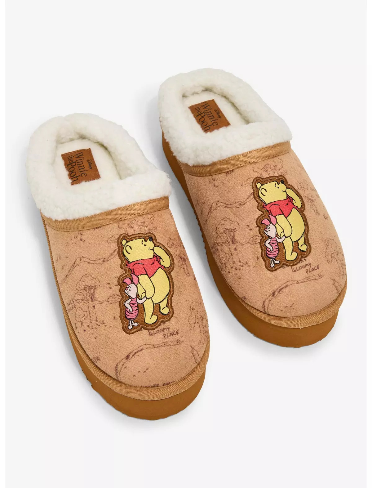 Disney Winnie The Pooh Duo Map Sherpa Platform Slippers | Hot Topic | Hot Topic