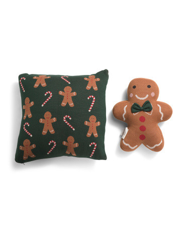 Set Of 2 Gingerbread Man Pillows | TJ Maxx