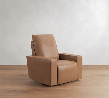 Larkspur Square Leather Power Swivel Glider Recliner | Pottery Barn (US)