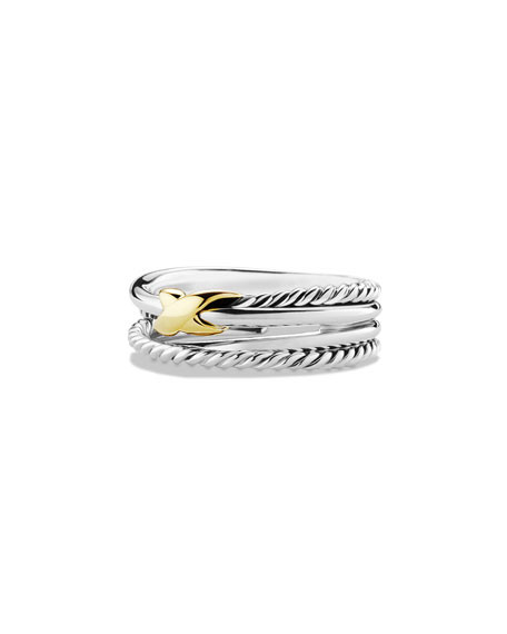 X Crossover Ring in Silver with 18K Gold | Neiman Marcus