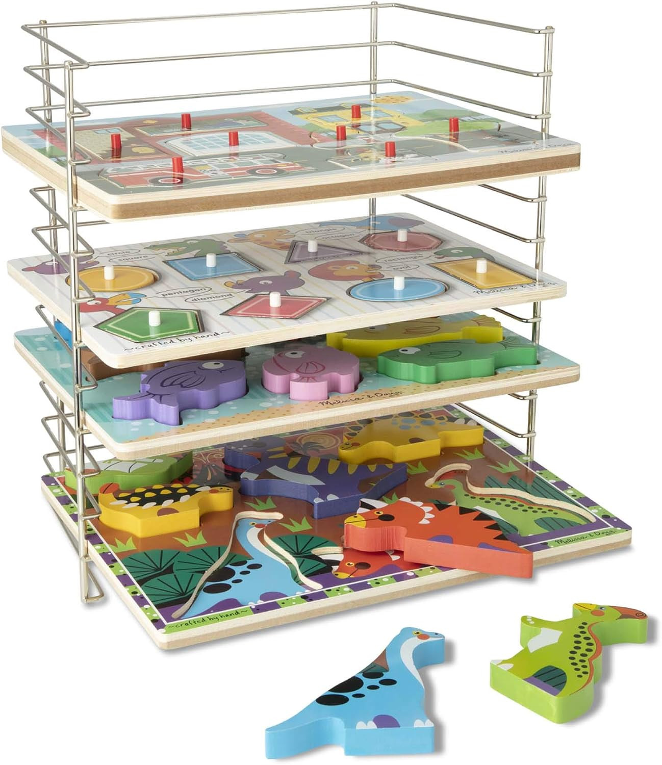 Melissa & Doug Multi-Fit Metal Wire Puzzle Rack 12 inches wide and 0.75 inches deep | Amazon (US)