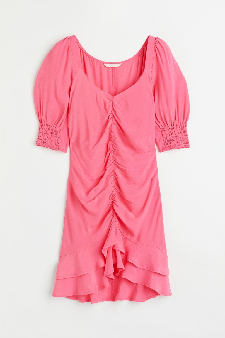 Puff-sleeved Dress - Pink - Ladies | H&M US | H&M (US + CA)