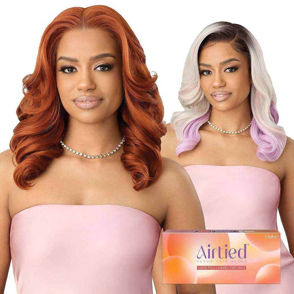 Outre Airtied 100% Fully Hand-Tied Wig - Human Hair Blend - Soft Curls 18” (DR2/CREAMY TOFFEE) | Amazon (US)