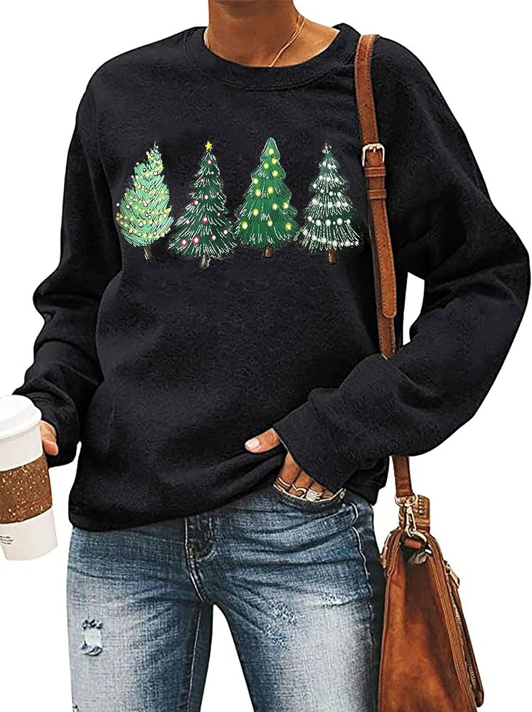 MAIHUN Christmas Sweatshirt Womens Merry Christmas Long Sleeve Xmas Holiday Christmas Lights Pull... | Amazon (US)