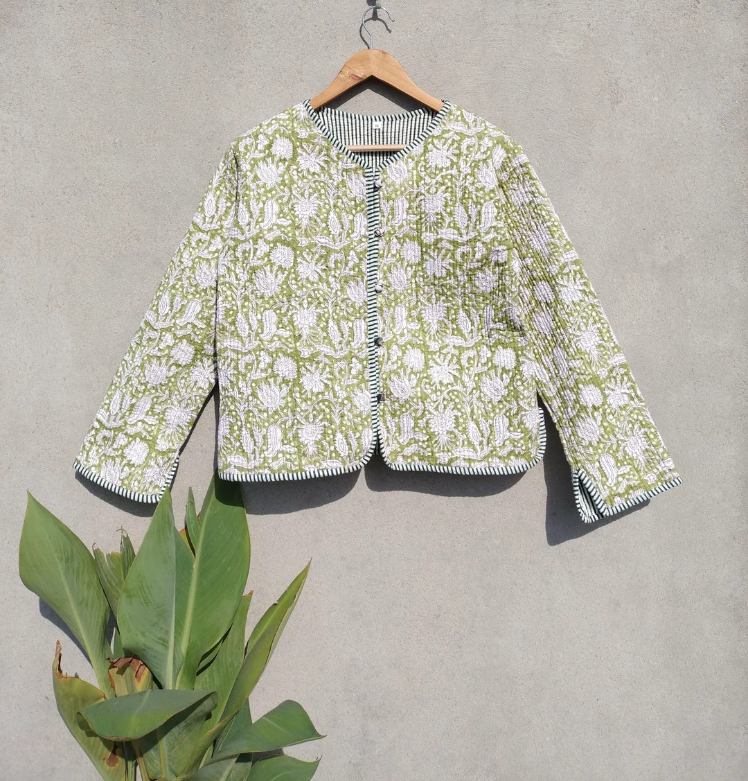Reversible Hand Block Print Cotton Quilted Jacket Coatjacket - Etsy | Etsy (US)
