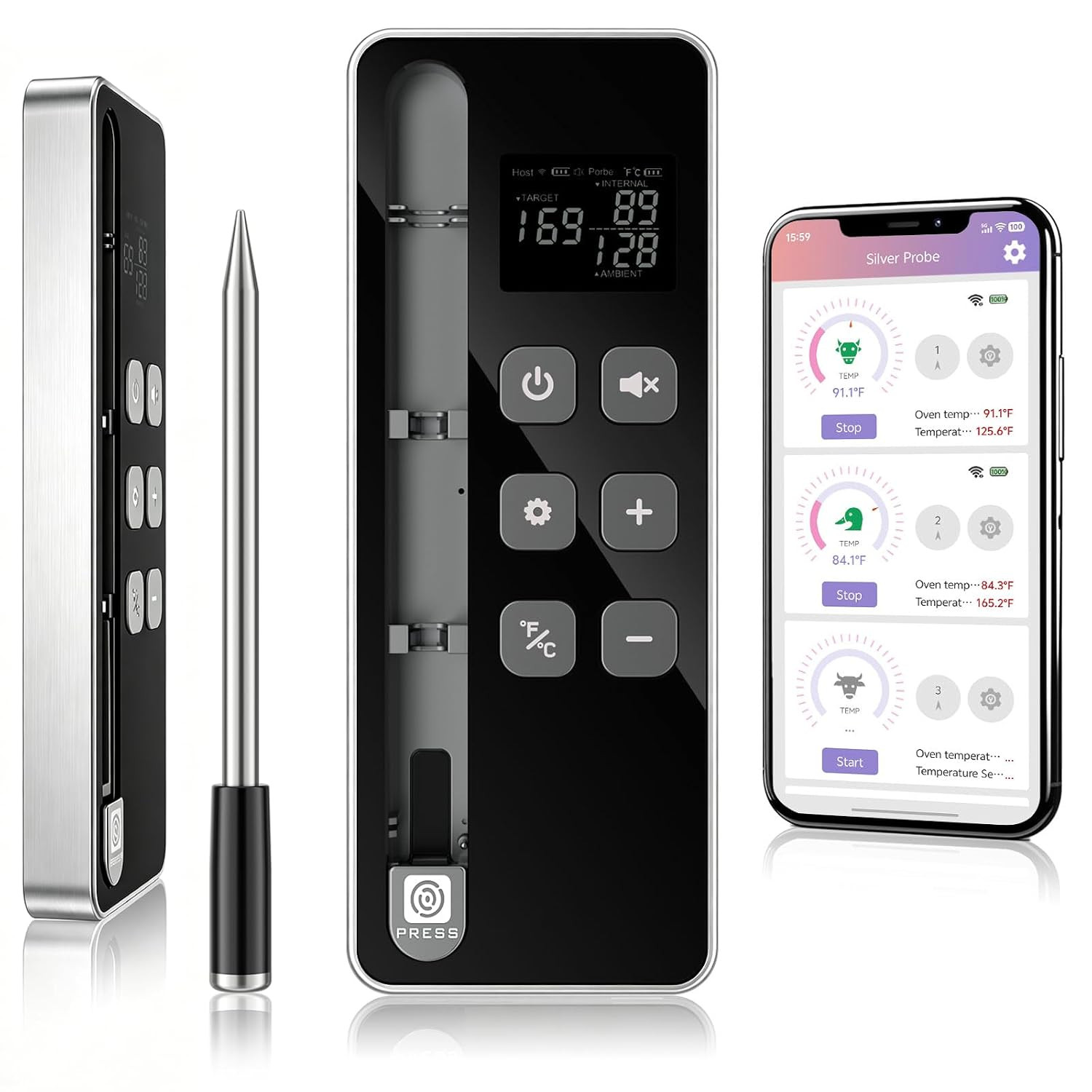 SP2 Smart Wireless Meat Thermometer, Display Base, WiFi BBQ Grill | Amazon (US)