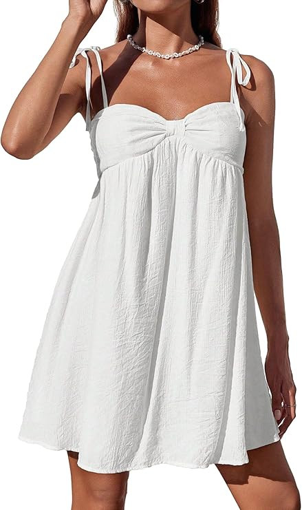Narecte Casual Summer Dresses for Women Flowy Sun Dress Cute Mini Slip Dress Spaghetti Strap Dres... | Amazon (US)