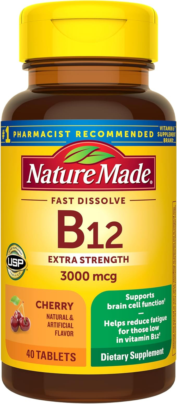 Nature Made Vitamin B12 3000 mcg, Easy to Take Sublingual B12 for Energy Metabolism Support, 40 S... | Amazon (US)