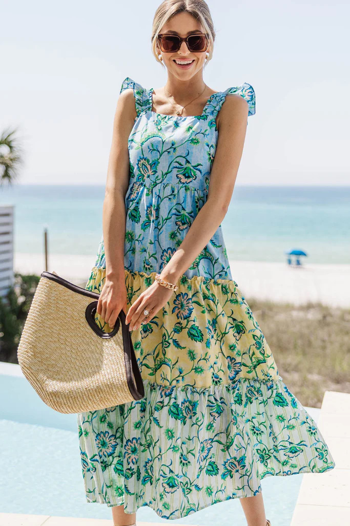 Make A Memory Blue Paisley Midi Dress | The Mint Julep Boutique