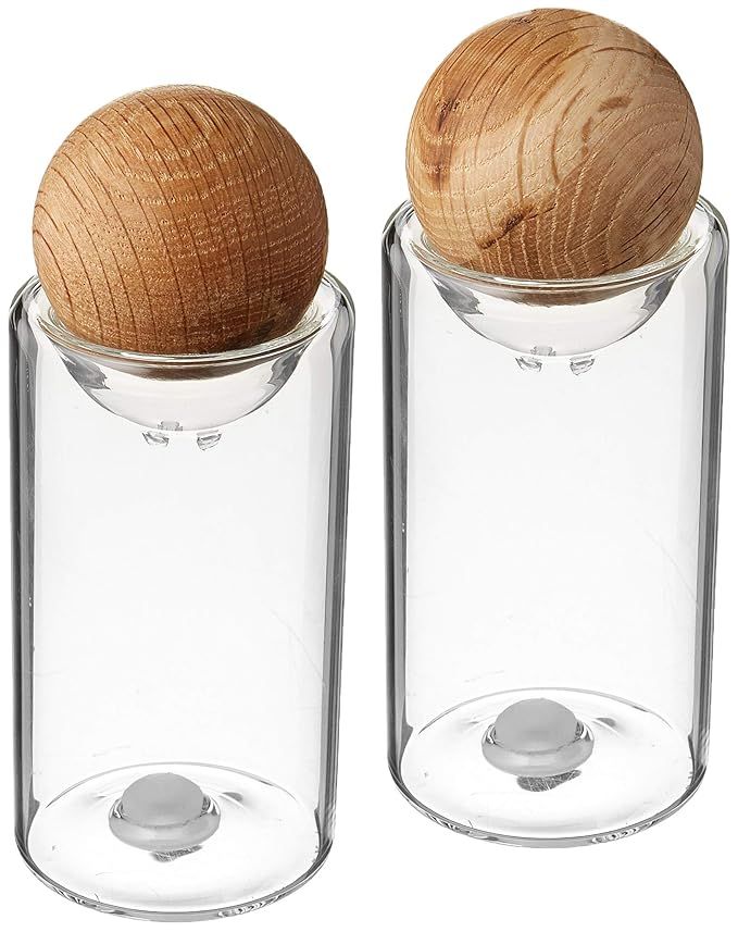 Sagaform Nature Collection Salt and Pepper Glass Salt & Pepper Shakers with Oak Stopper; 4 1/2-In... | Amazon (US)