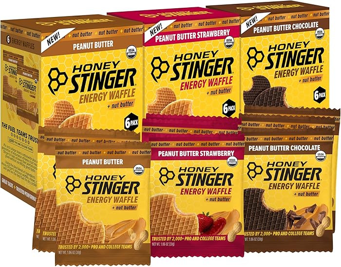 Honey Stinger Organic Peanut Butter Energy Waffle Variety Pack, 6 Pack Each of Peanut Butter, PB ... | Amazon (US)