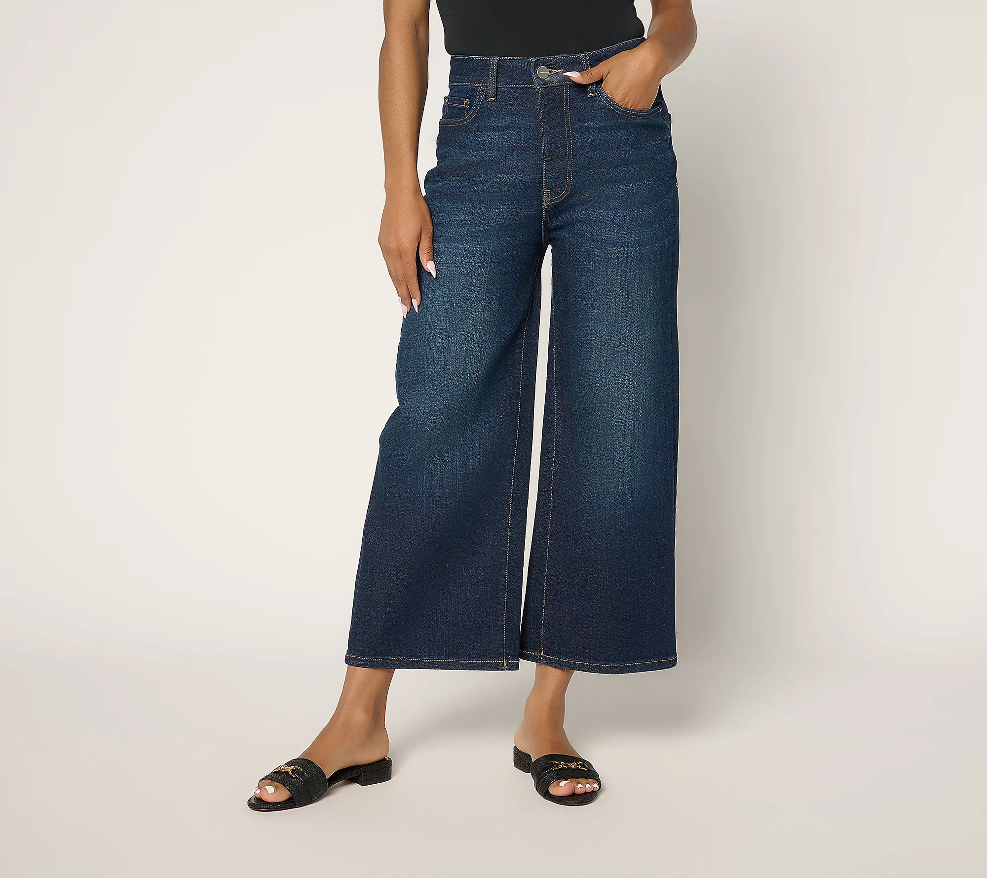As Is Warp & Weft NCE Cropped Wide Leg Jeans | QVC