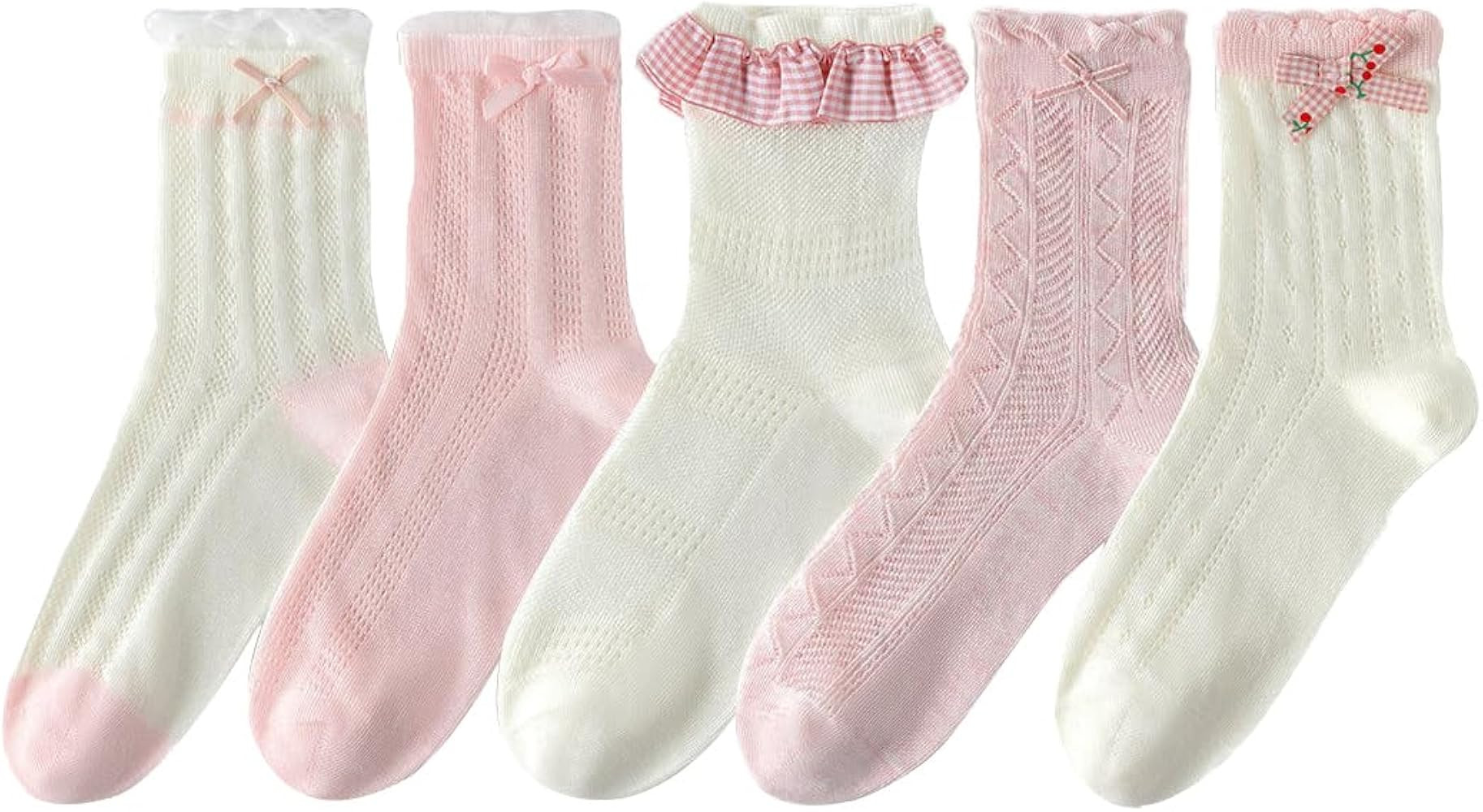 Cute Woman Socks Soft lace Breathable School Socks Fruit Ruffles Cartoon | Amazon (US)