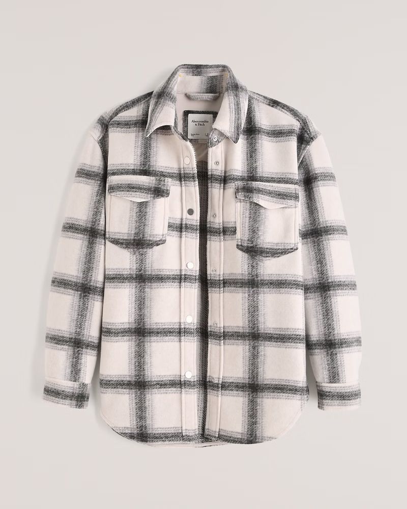 Women's Wool-Blend Shirt Jacket | Women's Coats & Jackets | Abercrombie.com | Abercrombie & Fitch (US)