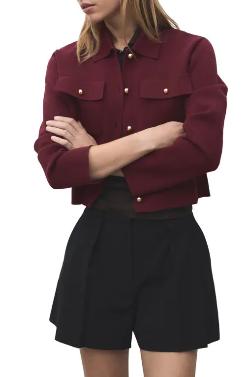 MANGO Knit Jacket in Wine at Nordstrom, Size X-Large | Nordstrom