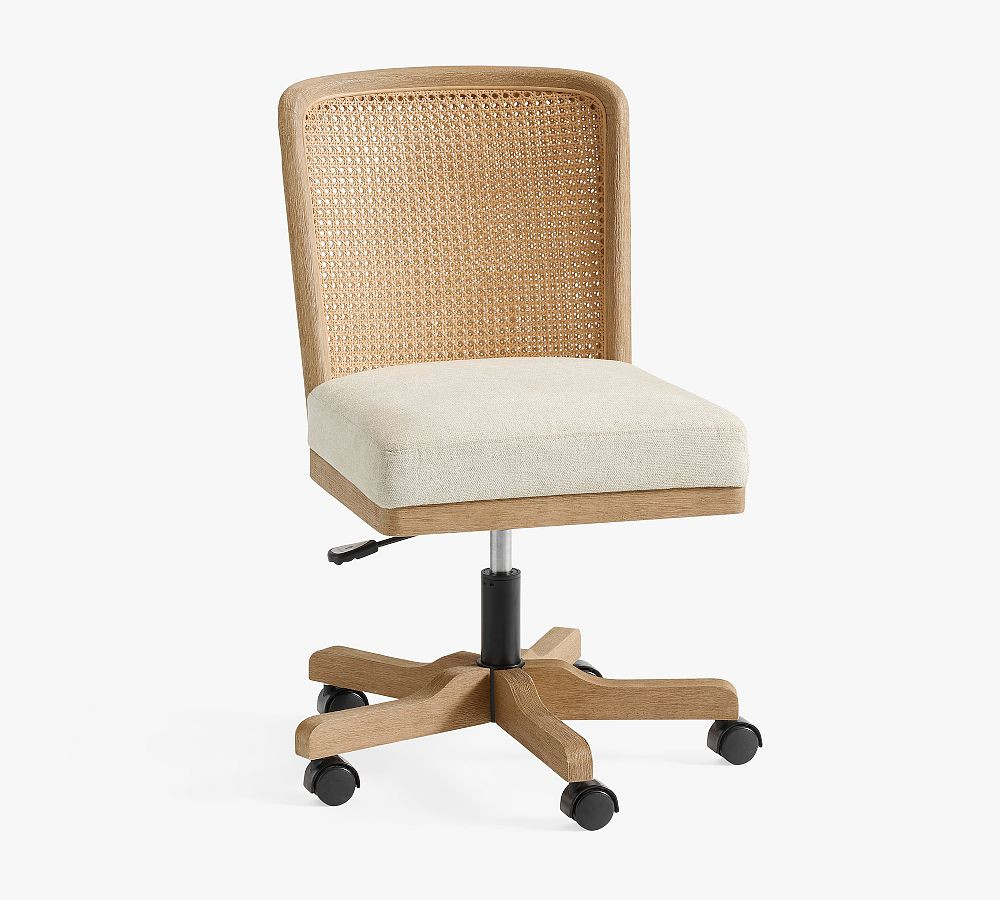 Elliot Upholstered Cane Desk Chair | Pottery Barn (US)