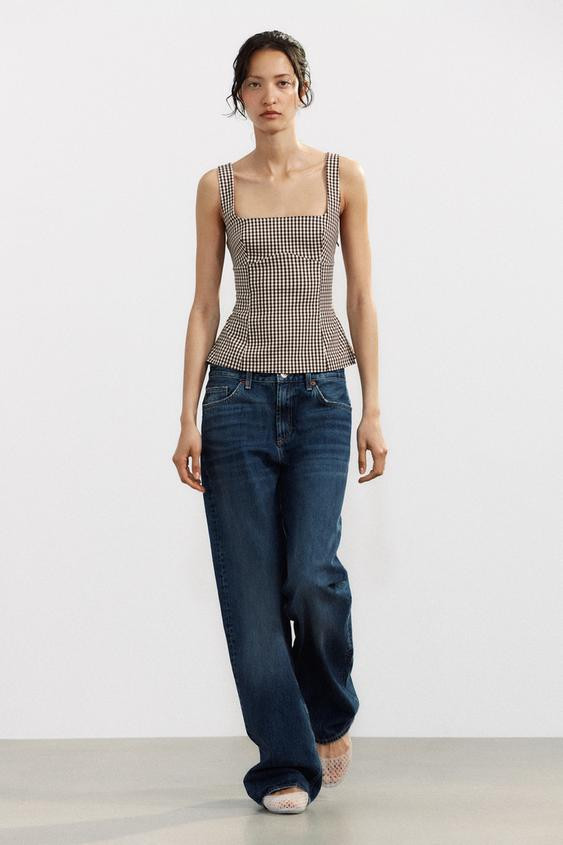 GINGHAM TOP WITH BOW | Zara US