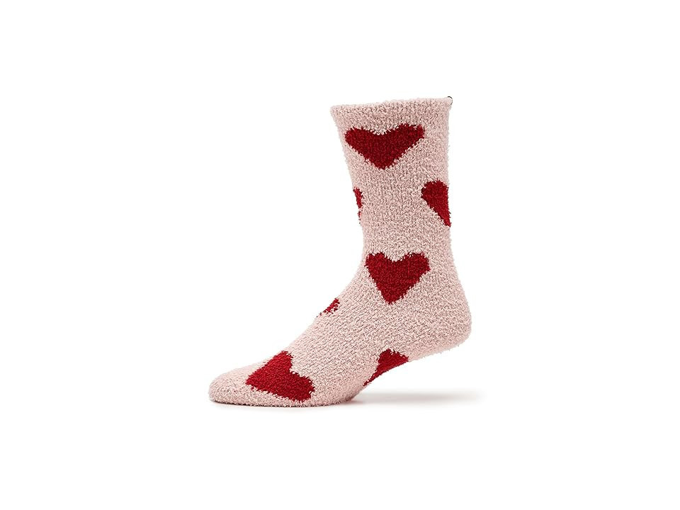 Barefoot Dreams Cozychic (r) Heart Print Women's Socks Sock Dusty Rose/Cherry, Polyester | Zappos