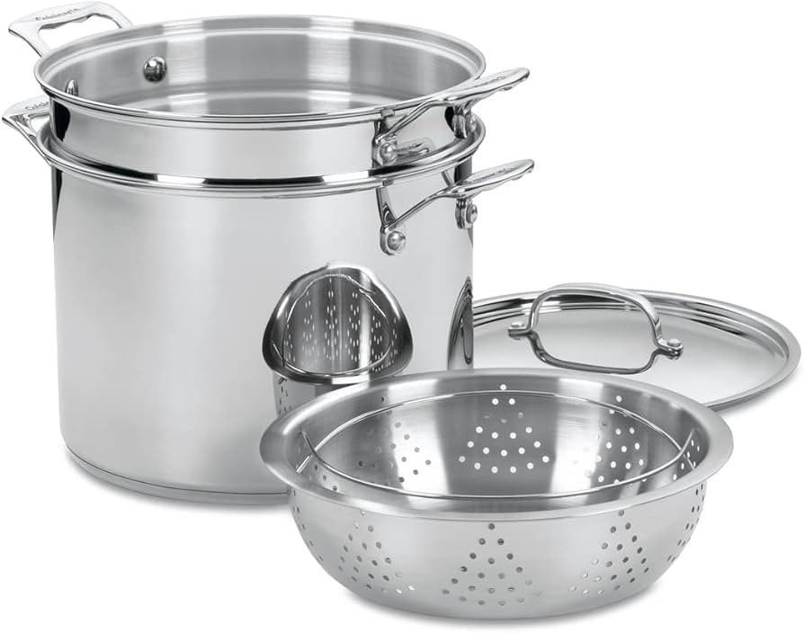 Cuisinart 4-Piece Cookware Set, 12 Quarts, Chef's Classic Stainless Steel Pasta/Steamer, 77-412P1 | Amazon (US)