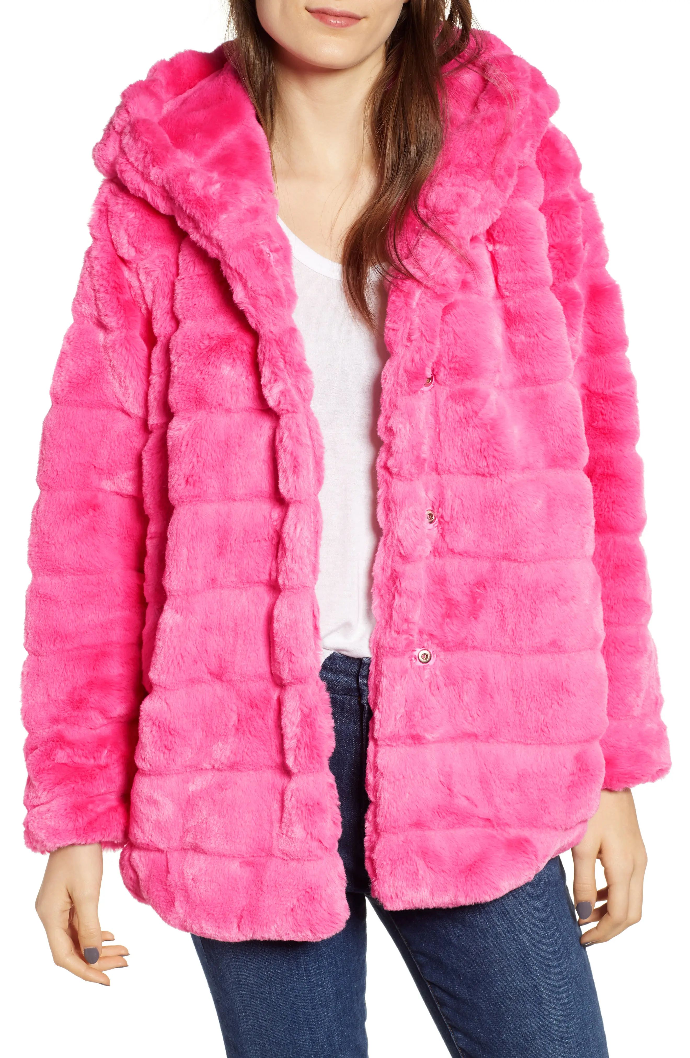 Women's Apparis Goldie Faux Fur Hooded Jacket, Size Large - Pink | Nordstrom