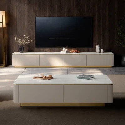 Luxury-Style Solid Wood Marble Coffee Table | Wayfair North America