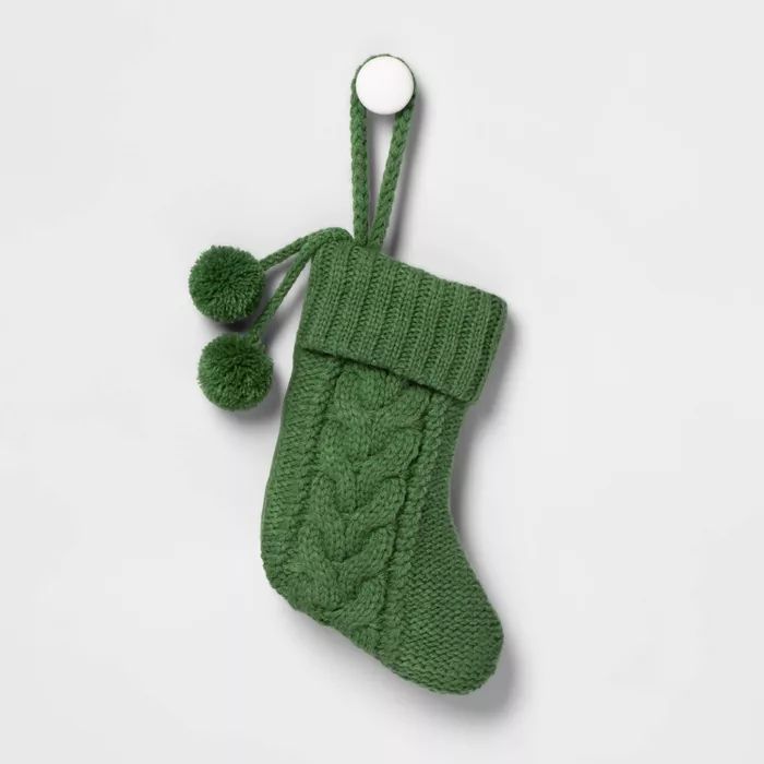 Mini Cable Knit Christmas Stocking Green - Wondershop&#8482; | Target