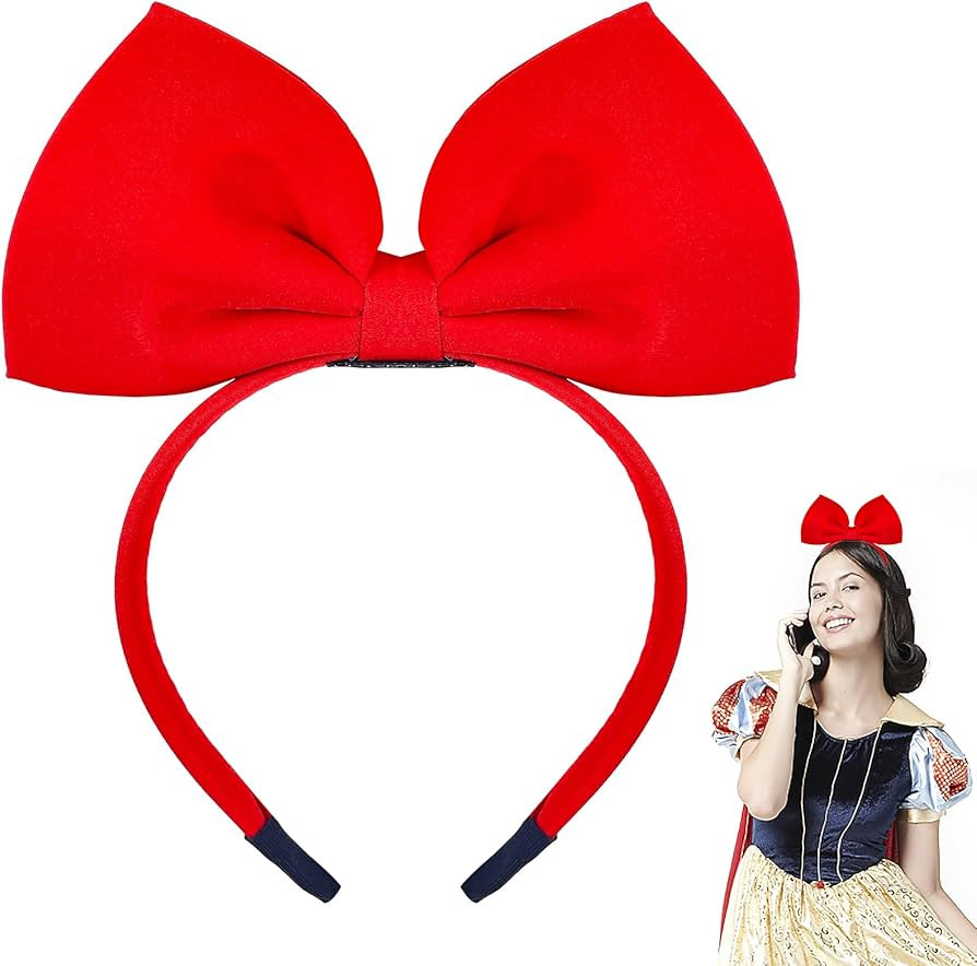 Red Bow Headband Red Bowknot Headband for Women Gril Christmas Halloween Cosplay Headwear | Amazon (US)