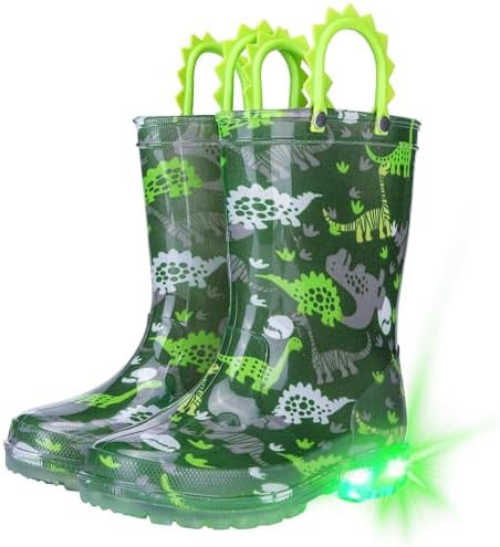Funspread Toddler Kids Rain Boots - Light Up Boys Rainboots Boots Waterproof Lightweight Outdoor ... | Amazon (US)