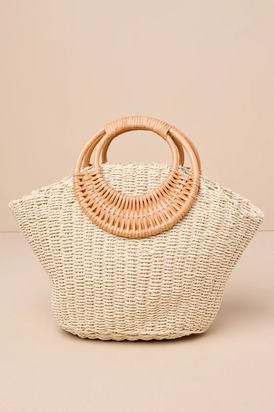 Beachy Ideal Beige Woven Straw Circle Handle Bag | Lulus
