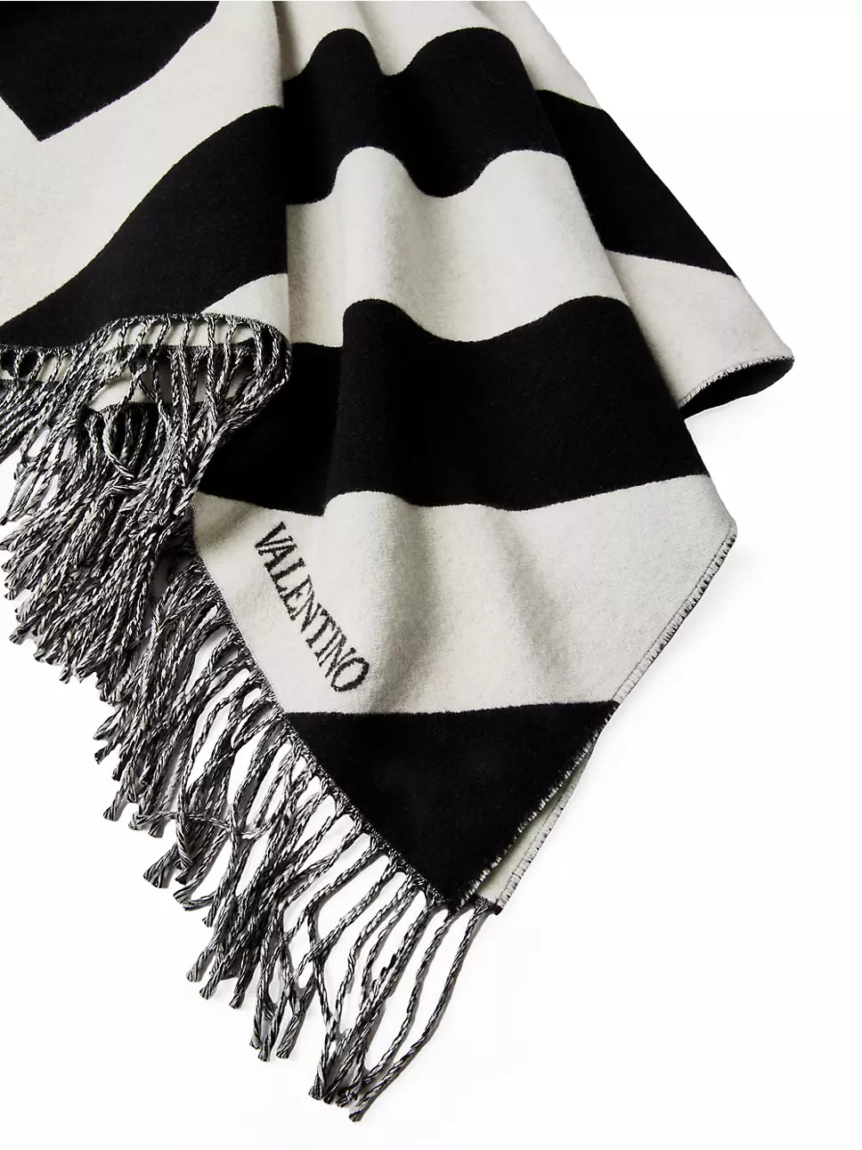 Striped Wool And Cashmere Poncho In Chevron Jacquard | Saks Fifth Avenue