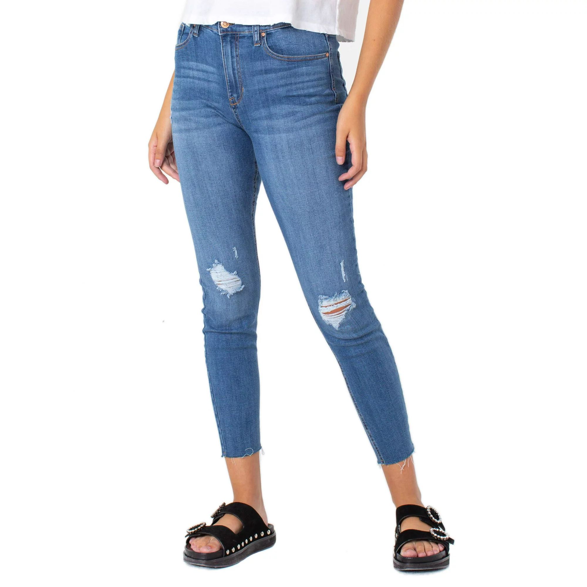 Celebrity Pink High Rise Ankle Skinny 28" with Raw Washed Hem | Walmart (US)