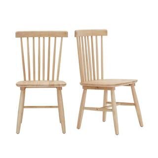 StyleWell Windsor Unfinished Natural Pine Wood Dining Chairs (Set of 2) C-08 - The Home Depot | The Home Depot