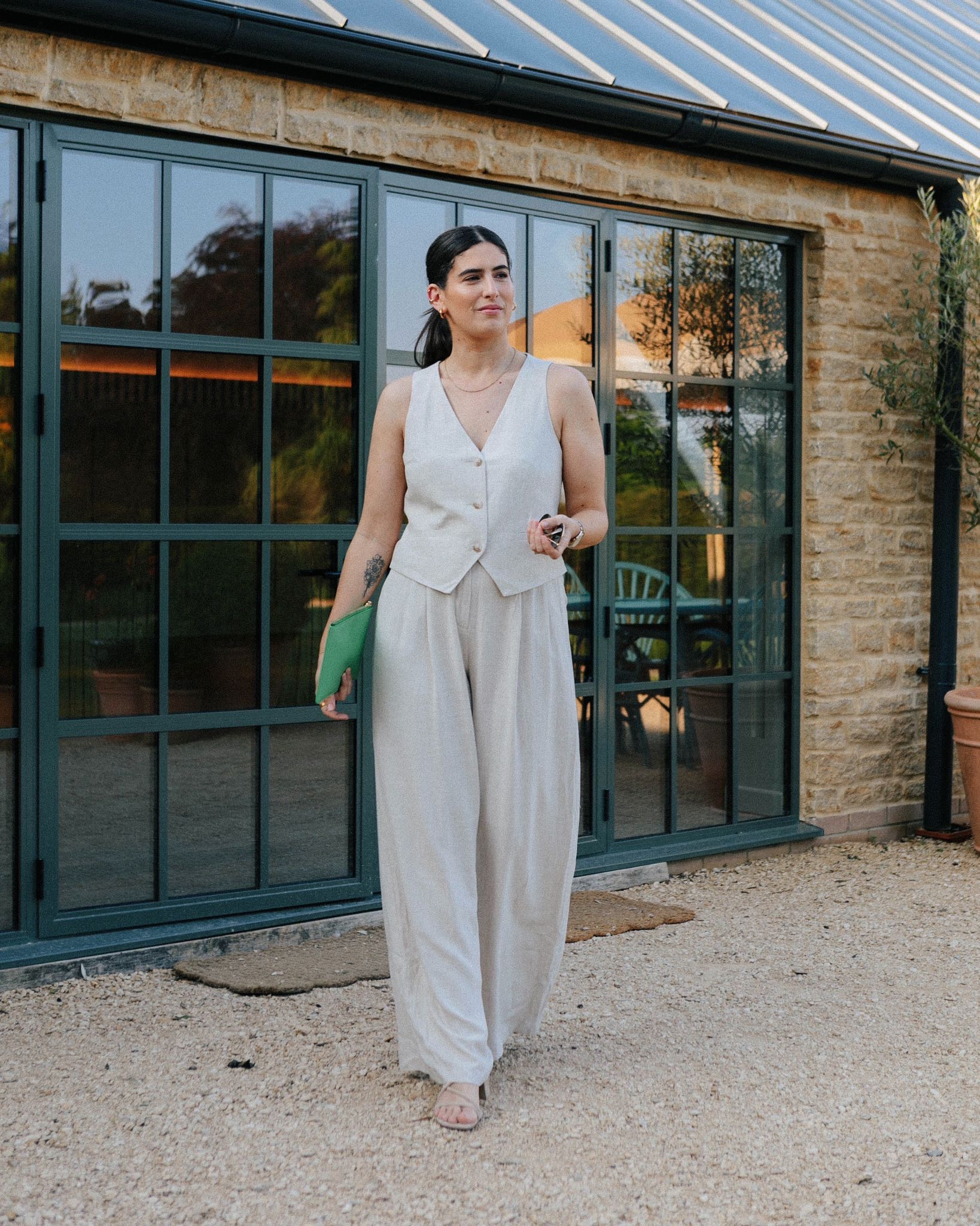 Waistcoat , linen trousers , linen co-ord , linen set , wide leg trousers , wide leg linen trousers , summer style , summer co-ord , spring look , evening outfit , spring evening look

#LTKeurope #LTKSeasonal #LTKstyletip