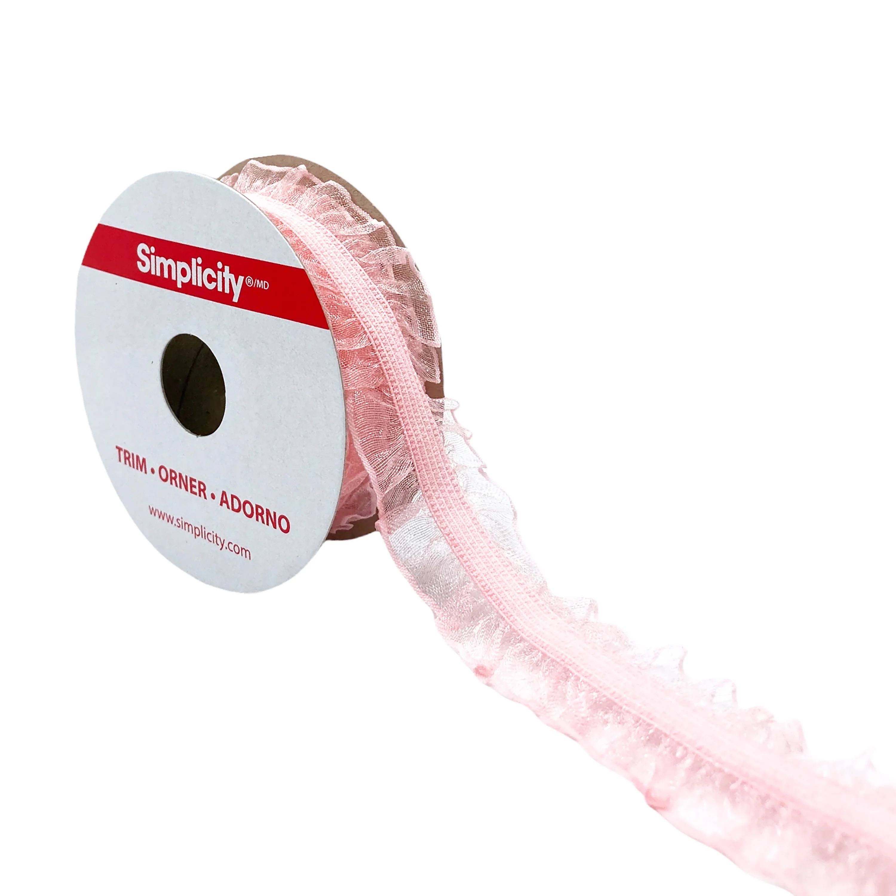 Simplicity Trim, Light Pink 1 inch Double Sheer Ruffled Elastic Trim Great for Apparel, Home Deco... | Walmart (US)