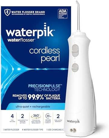 Waterpik Cordless Pearl Rechargeable Portable Water Flosser for Teeth, Gums, Braces Care and Trav... | Amazon (US)