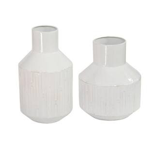 White Metal Mixed Table Vases Set of 2 | The Home Depot
