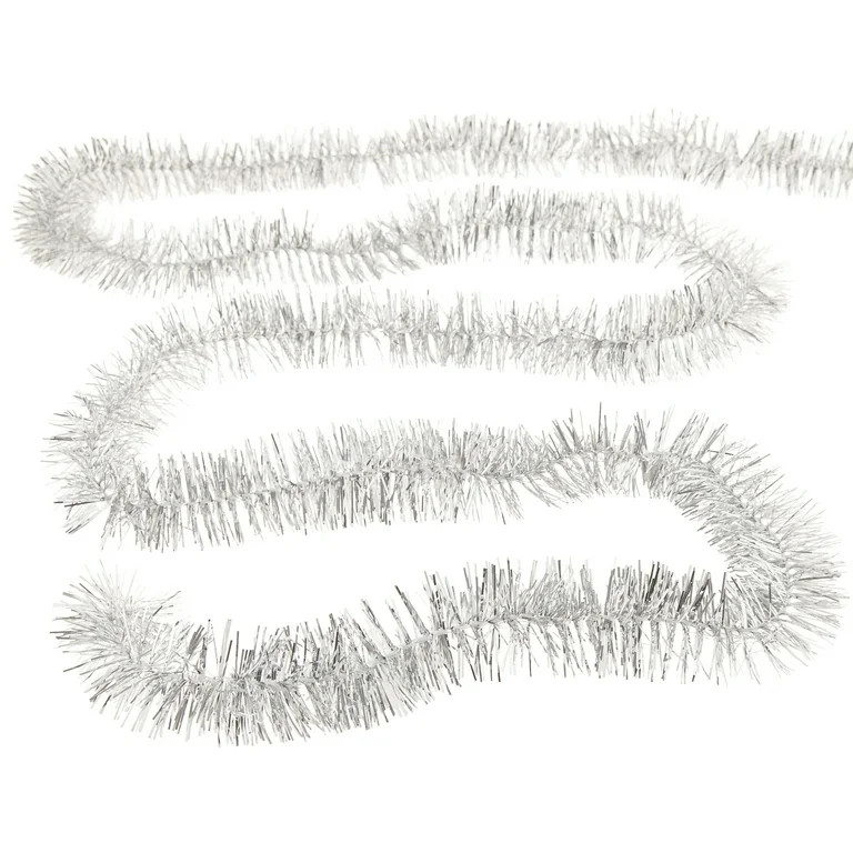 Silver Tinsel Christmas Garland, 12', by Holiday Time | Walmart (US)