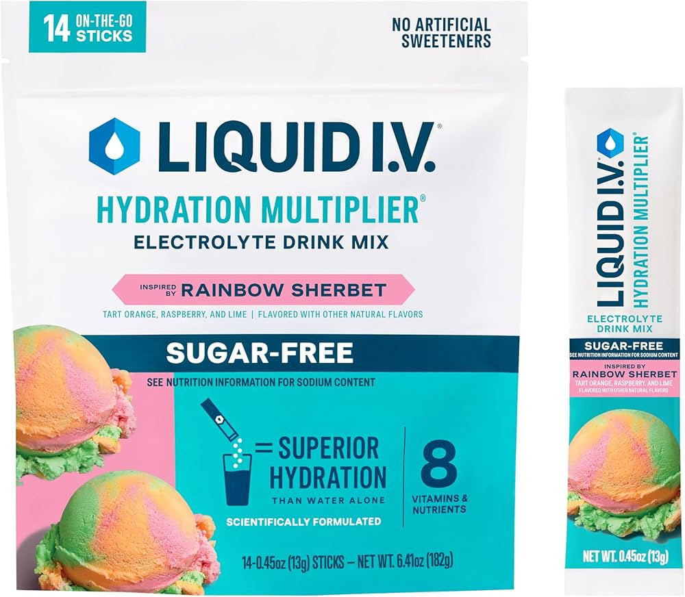 Liquid I.V.® Hydration Multiplier Sugar-Free - Rainbow Sherbet | Electrolyte Powder Drink Mix | ... | Amazon (US)