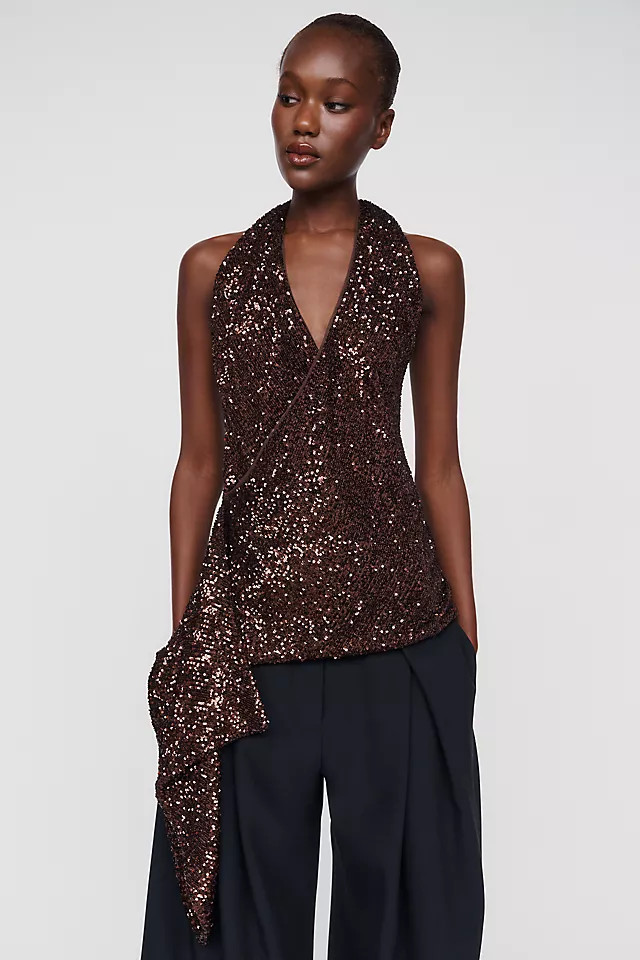 Bardot Melanie Sequin Halter Top | Anthropologie (US)