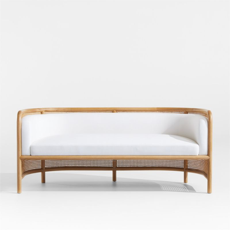 Fields Cane Settee with White Cushion by Leanne Ford + Reviews | Crate & Barrel | Crate & Barrel