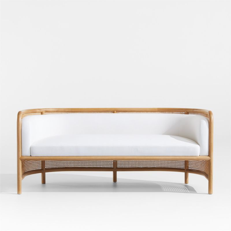 Fields Cane Settee with White Cushion by Leanne Ford + Reviews | Crate & Barrel | Crate & Barrel
