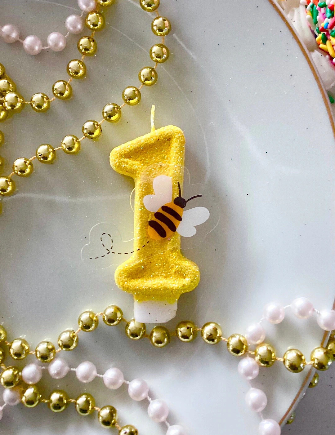 Bee Birthday Candle, Bumblebee Party Decor, Bumble Bee Party Decor, Sparkly Number Cake Topper, K... | Etsy (US)