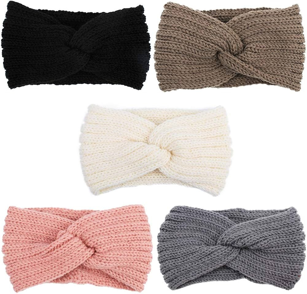AOPRIE Knit Wide Headband for Winter 5 Pieces Women Ear Warmers Truban Headbands Thick headbands ... | Amazon (US)